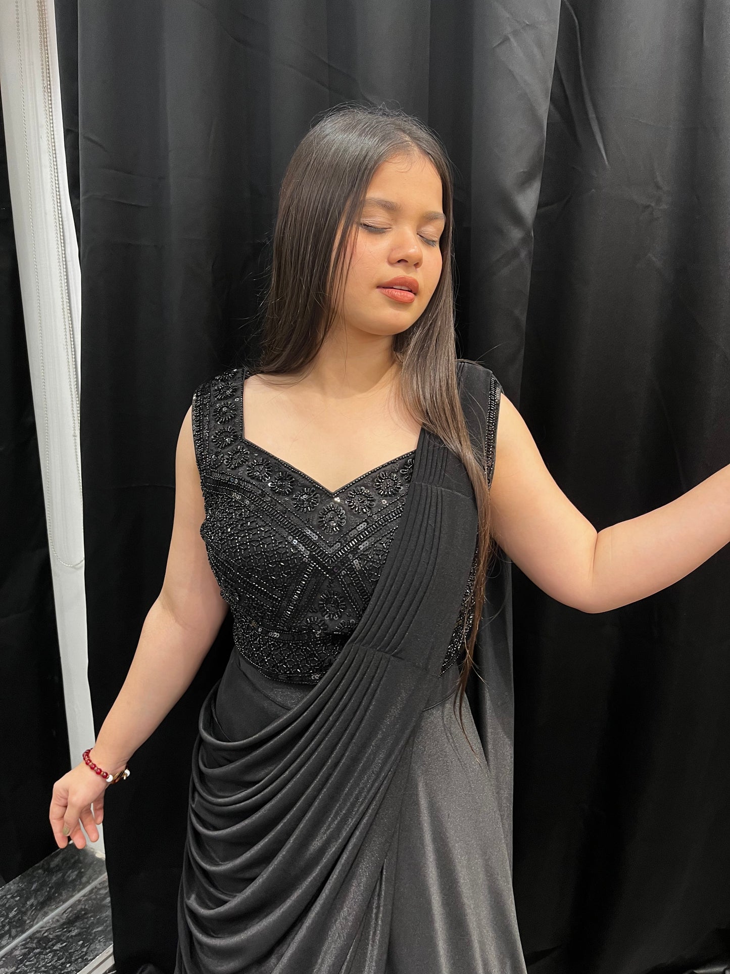 Kaia Black Saree Lehenga